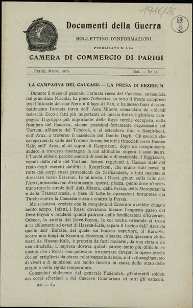 Documenti della guerra : bollettino d'informazioni pubblicato dalla Camera di commercio di Parigi